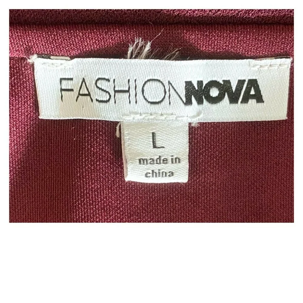 Fashion Nova Do Or Die Off the Shoulder Asymmetrical Sangria Knit Dress Size L - Picture 7 of 8